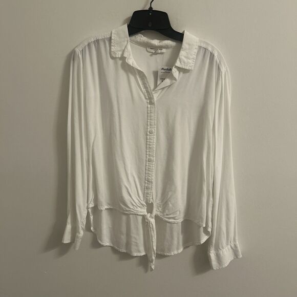 beachlunchlounge Tops - Women’s beachlunchlounge White Button Front Blouse | Tie Front | Sz M, NWT